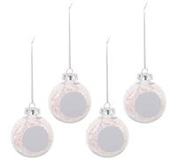 TOVINANNA 4pcs Fillable Christmas Ornament Ball with Hanging Rope, Plastic Flat Disc Bauble for Christmas Tree Decoration, for Shop Window Displays and Party Holiday Crafts