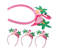 TOVINANNA 4pcs Flamingo Headband Soft Lightweight Hawaiian Flower Crown Hair Band with Coconut Tree Accent for Tropical Party Carnival Festival Supplies