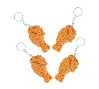 TOVINANNA 4pcs Fried Chicken Keychain Set Creative PVC Miniature Chicken Wing Keyrings Fun Food Keychains for Birthdays Fast Food Parties Lightweight Durable Keyring Decor