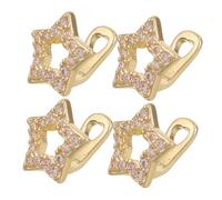 TOVINANNA 4pcs Golden Teeth Grill Caps with Rhinestone Star Design Removable Bling Tooth Jewelry for Men Women Polished Gloss Finish Hip Hop Party Costume Accessory
