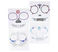 TOVINANNA 4pcs Halloween Temporary Tattoos Face Stickers Acrylic Material, Easy to Paste and Safe the Skin, for Costume Party and Halloween Decorations