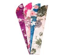 TOVINANNA 4Pcs Japanese Style Folding Hand Fan Sleeve Cover Set Satin Double-Layer Handheld Fan Bag with Floral Patterns Portable Storage Holder for Travel and