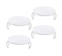 TOVINANNA 4pcs Microwave Steam Rack Pot Trivet Stand Steamer Trivet Round Baking Rack Bread Cooling Heat Insulation Pot Holder Layered Micro-wave Oven Multifunction White PP