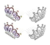 TOVINANNA 4pcs Mini Tiara Crown Hair Combs Rhinestone Aesthetic Hair Styling Accessories for Wedding Princess Coronation