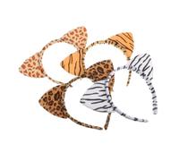 TOVINANNA 4Pcs Plush Animal Ear Headbands for, Leopard, Tiger, Zebra, Giraffe Patterns, Soft Cosplay Hair Accessories for Party and Costume Use