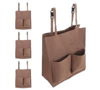 TOVINANNA 4pcs Portable Cleaning Cart Organizer Bags with Plastic Buckle - Large Brown Utility Storage Trolley Replacement Bags for Housekeepers and Janitorial Supplies, 17.68x15.72x7.86