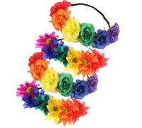 TOVINANNA 4pcs Rainbow Colour Artificial Bridal Headband Set for Wedding Party, Cloth Material Hairbands with Delicate and Elegant Design, Wedding Hair Accessories for Bride