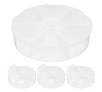TOVINANNA 4pcs Round Plastic Bead Storage Boxes with 6 Compartments, Portable Jewelry Organizers for Small Parts and Craft Storage, for On-the-go Use