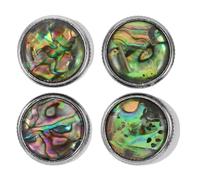 TOVINANNA 4Pcs Silver Shell Inlaid Metal Dome Electric Guitar Tone and Volume Control Knobs Replacement for Bass Guitar Parts with 2Cm Holes