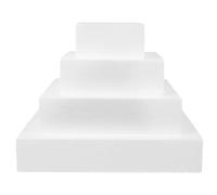 TOVINANNA 4pcs Square Foam Cake Dummies Set for Wedding and Birthday Decor, White Polystyrene Cake Models 7cm Height (4", 6", 8", 10") for Baking Practice and DIY Craft Supplies