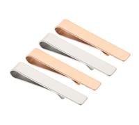 TOVINANNA 4pcs Stainless Steel Tie Clips for Men Flat Tie Pins Strong Grip Secure Hold, Elegant and Simple Style for Business and Formal Occasions