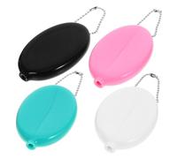 TOVINANNA 4pcs Vintage Oval Coin Purse Lightweight Coin Bags with Chain for Easy Carrying for Men for Travel and Daily Organization