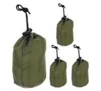 TOVINANNA 4Pcs Waterproof Poncho Storage Bags, Olive Drab Nylon Drawstring Pouches for Outdoor Travel, Compact Raincoat Organizer for Camping, Hiking, and Emergency Kits