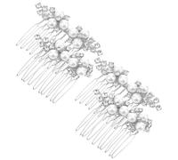TOVINANNA 4pcs Wedding Hair Comb with Pearl and Crystal, Handmade Metal Side Combs for Brides and Bridesmaids, Secure Hold and Elegant Vintage Style, for Indoor Wedding Setting