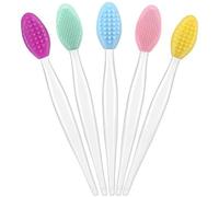 TOVINANNA 5 Pieces Lip Exfoliating Massage Brushes Lip Scrub Container with Lid Face Brush Lip Scrub Lip Brush Silica Gel