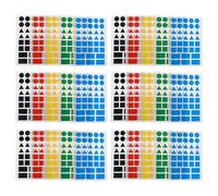 TOVINANNA 50pcs Color-Coded and Shaped Stickers Labels Set - Decorative Coding Dots for Organizing Storage Boxes, Jars, Food Containers, and Office Supplies in Black, Red, Blue, Green,