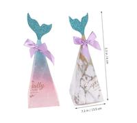 TOVINANNA 50pcs Creative Mermaid Candy Boxes Triangle Pyramid Paper Wedding Candy Box Multi-purpose Safe to Use for Shower and Birthday Party Favour Supplies