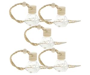 TOVINANNA 5pcs Delicate Glass Perfume Bottles 8ml Car Perfume Containers with Wooden Caps Relax Mind and Body Boost Mood Car Hanging Diffuser