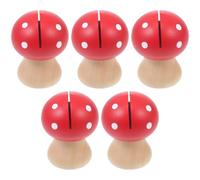 TOVINANNA 5pcs Mushroom Shaped Business Cards Clip with Red Plastic Material, Easy to Fix and Display Notes, for Displays and Theme Line-up Decorations