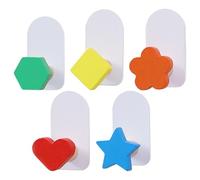 TOVINANNA 5pcs Self-Adhesive Multipurpose Wall-Mounted Hooks 4.3x1.3x1.1inch Solid Wood Metal Wear-Resistant Strong Load-Bearing Creative Design for Bedrooms Wall Decoration Random Style