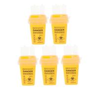 TOVINANNA 5pcs Small Sharps Containers Multi-purpose Waste Needles Box Barber Blade Disposal Bin Salon Sharps Collection for Home and Tattoo Waste Management Yellow