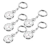 TOVINANNA 5pcs Stainless Steel Nurse Watch Pendant Key Ring Pocket Watches Multi-Function Chest Clip for Nurses Medical Staff Students Exam Timing