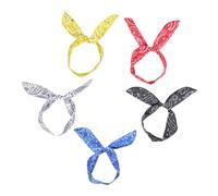 TOVINANNA 5pcs Stylish Wire Headbands for Women Paisley Print Rabbit Ears Headband Plaited Hair