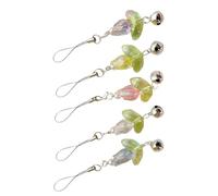 TOVINANNA 5pcs Tulip Flower Phone Lanyard with Bell Pendant Lightweight Acrylic and Metal Mobile Phone Chain Strap for Daily Commutes and Music Festivals