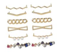 TOVINANNA 6 Pairs Adjustable Alloy Shoelace Buckles Fashionable Decorative Clips for Sneakers Casual Shoes Lightweight Durable Easy to Use Includes Wave V Shape Bowknot Chain Pearl and Color