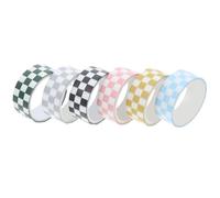 TOVINANNA 6 Rolls Mixed Color Scrapbooking Washi Tape with Checkerboard Patterns Easy Tear Decorative Adhesive Tape for DIY Crafts Wrapping Party and Journal Decoration