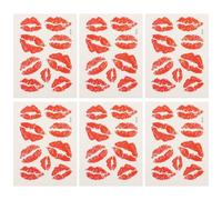TOVINANNA 6 Sheets Red Lip Temporary Tattoos - Waterproof Kiss Mark Stickers for Face And Body, Sexy Fake Tattoo Decals for Valentine's Day, Hen Party And Costume Makeup, Red