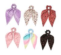 TOVINANNA 6pcs Chic Printing Hair Scrunchies Elastic Hair Ties Bow for Girls for Women Daughters