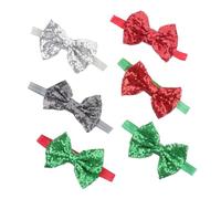 TOVINANNA 6Pcs Christmas Headbands for Glitter Sequin Bowknot Stripe Hair Accessories for Parties Birthdays and Photo Props Comfortable Fit for Head