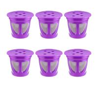 TOVINANNA 6pcs Coffee Capsule Containers with Fine Filters, Plastic and Stainless Steel Material, Reusable Coffee Capsule Cups for Office and Conference Room Use in Purple