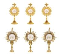 TOVINANNA 6pcs Cross-shaped Breastplate Badge Enamel First Communion Religious Pin for Christian Sacrament Ceremony Clothing Badge