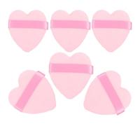 TOVINANNA 6pcs Heart-shaped Makeup Powder Puff for Face, Gentle on Skin Multi-functional Sponge Puff in Pink, Soft Flocking Material for Beginners and Loose or Pressed Powder Application