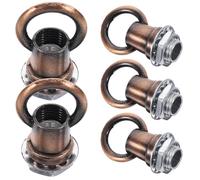 TOVINANNA 6pcs M10 Antique Copper Ceiling Hooks with Full Thread Eye Nuts for Hanging Pendant Lights and Chandeliers, Heavy Duty Lamp Nut Loop Fasteners for DIY Lighting Fixtures