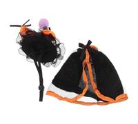 TOVINANNA 7 Inch Desk Goose Halloween Outfit with Mini Witch Hat and Orange Ghost Cape, Polyester Material, Longterm Durability and Comfortable Fabric, for Table or Shelf Displays and Home
