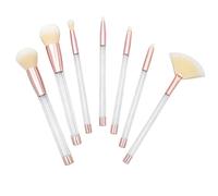 TOVINANNA 7pcs Crystal Makeup Brush Set Empty Handle for Sand Fill Rose Gold Tube Yellow Base White Hair for Daily and