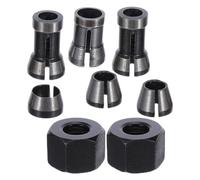 TOVINANNA 8pcs High Precision Carbon Steel Router Chuck Adapter Set with Quick Tool Change for 6mm 6.35mm 8mm Bits Suitable for Woodworking Engraving Machines and Furniture Making