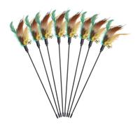 TOVINANNA 8pcs Interactive Cat Wand for Indoor Cats and Kittens, Feather Teaser Stick with Bell, Plastic Material, Promotes Jumping and Chasing for Home Entertainment