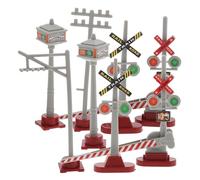 TOVINANNA 8pcs Mini Railroad Signal Lights for Model Train Landscape Micro Traffic Signs for DIY Sand Table Scale Traffic Lights with Variety Styles for Train Station Scenes and Family