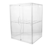 TOVINANNA Acrylic Bottle Storage Organizer with 2 Tier Double Layer Design and Double Doors, Stackable Cabinet for Food Jars and Breast Pump Accessories in Modern Home Decor or Cabinet