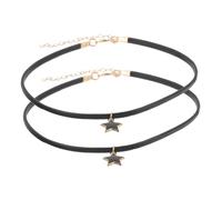 TOVINANNA Adjustable Black Leather Choker Necklace with Triangle Star Pendant Unisex Punk Style Collar for Women and Men Japanese Korean Harajuku Inspired and Stylish Birthday Xmas Gift