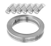 TOVINANNA Adjustable Stainless Steel Hose Clamp 3m X 12.7mm Band with 6 Removable Fasteners, Manual Throat Pipe Clip for Plumbing, Automotive, and Industrial Applications