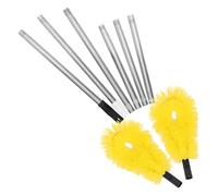 TOVINANNA Adjustable Telescoping Gutter Cleaning Brush Set with 6-Section Extension Pole and 2 Yellow Brush Heads - Extendable Roof Drainage Gutter Cleaner Tool for Home Maintenance