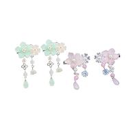 TOVINANNA Antique Flower Hair Clips 2 Pairs Chinese Style Lotus Headwear Props with Tassels for Girls Boys and Girls Hanfu Costume Accessories