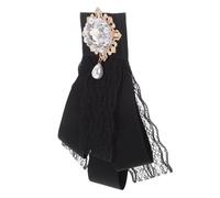 TOVINANNA Baroque Lace Bow Tie Brooch Pin with Faux Rhinestones and Pearls Vintage Inspired Fashion Accessory for Womens Clothing Bags and Hair Elegant Pre Tied Corsage Clip