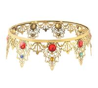 TOVINANNA Baroque Vintage King Crown for Men Metal Prince Hair Accessory Full Round Red Birthday Party Cosplay Performance Hat