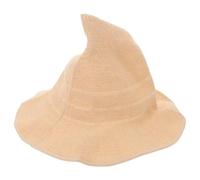 TOVINANNA Beige Knitted Witch Hat for Adults, Cotton Winter Cap with Stable Structure, Stylish Halloween Costume Accessory Suitable for Outdoor Adventures and Masquerade Parties